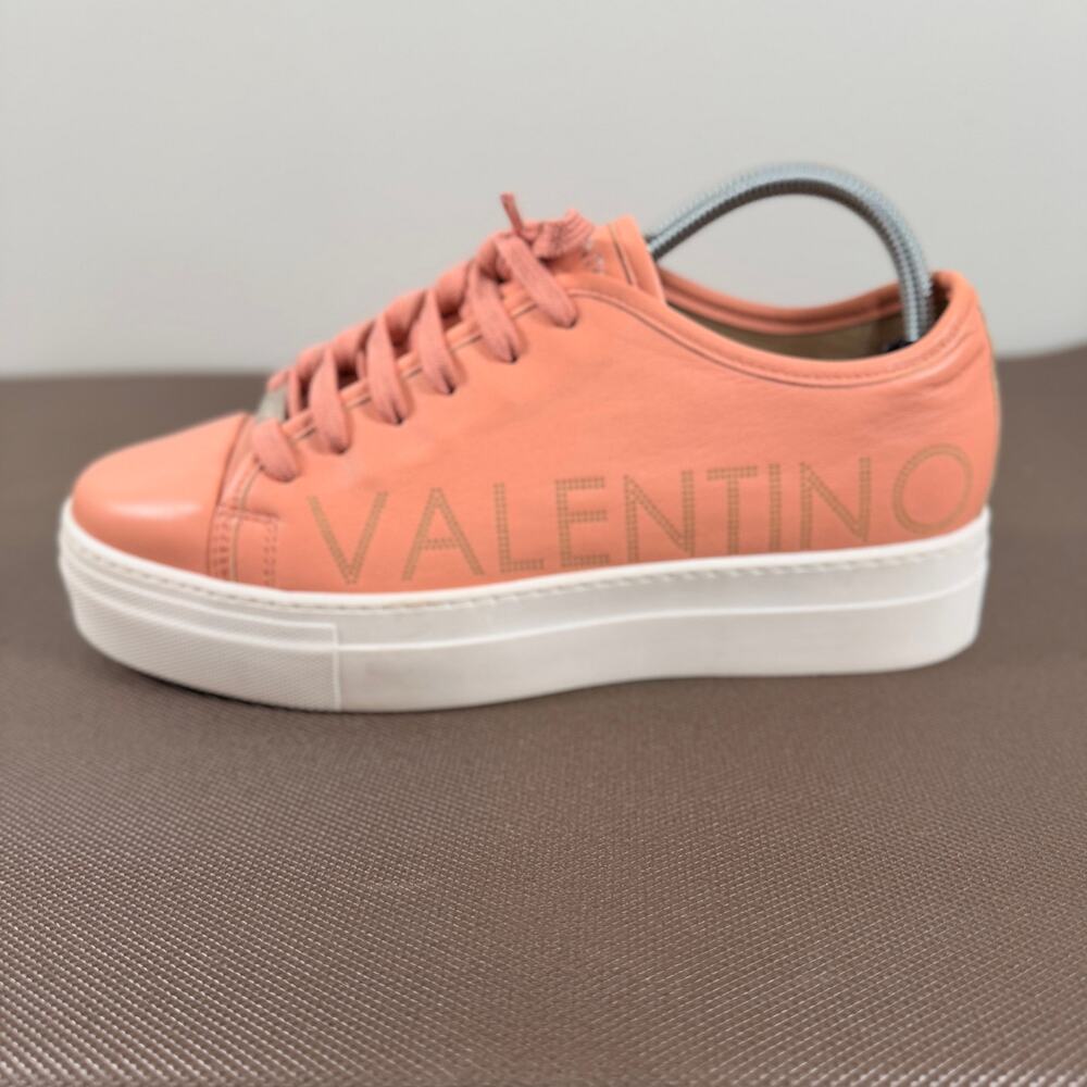 Valentino Womens Mario Dalia Pink Leather Platform Sneakers Shoes 10 Rose Doree